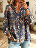 Women's Vintage Floral Button-Down Blouse