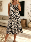 Women's Leopard Ruffle Hem Tank Dress