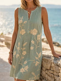 Women's Pintuck Sleeveless Linen Dress