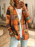 Women's Vintage Patchwork Maple Plaid V-neck Cardigan