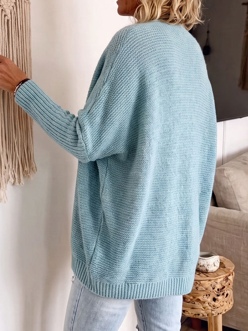 Oversized Open Front Ribbed Knit Cardigan