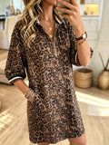 Women's Leopard Half-Zip Polo Dress