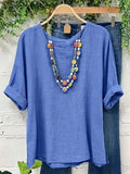 Women's Solid Color Art Casual Cotton Linen Shirt